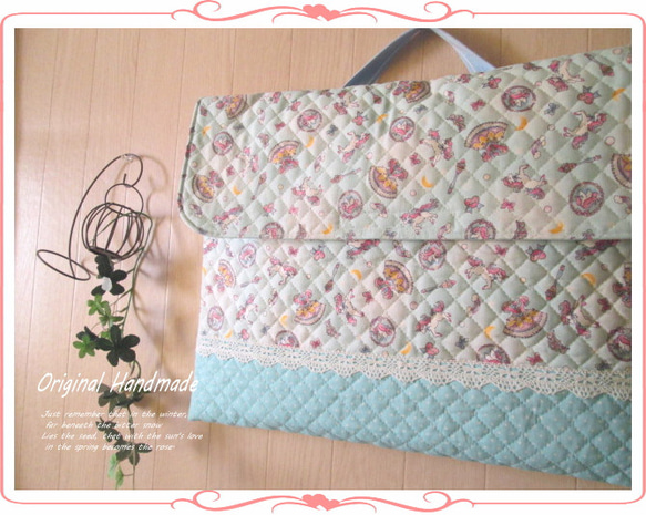 ◇ユニコーン＆ドレス＊pastel blue◇防災頭巾カバー＊背もたれ