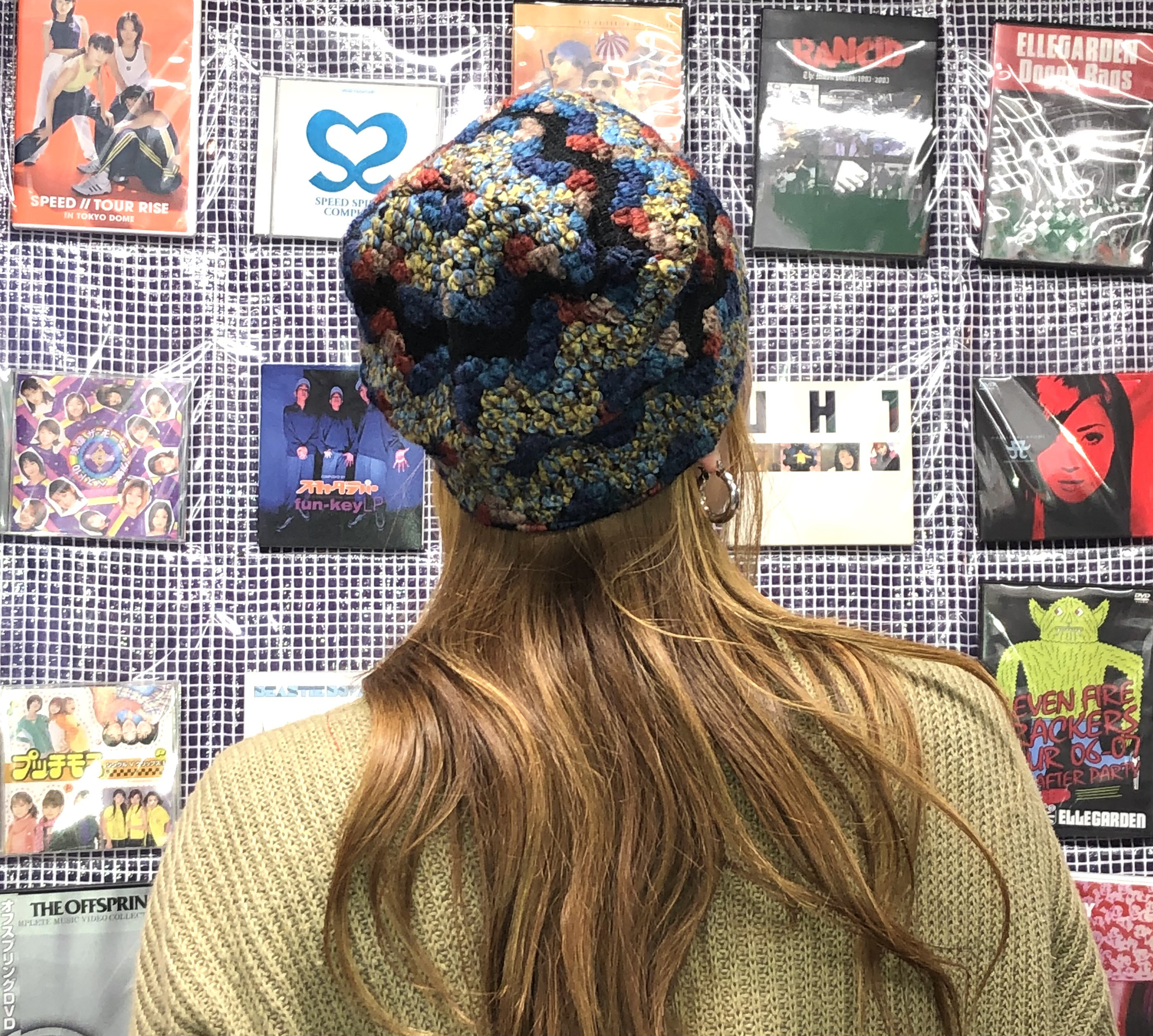 ジグザグジャガードニットキャップ:ブルー