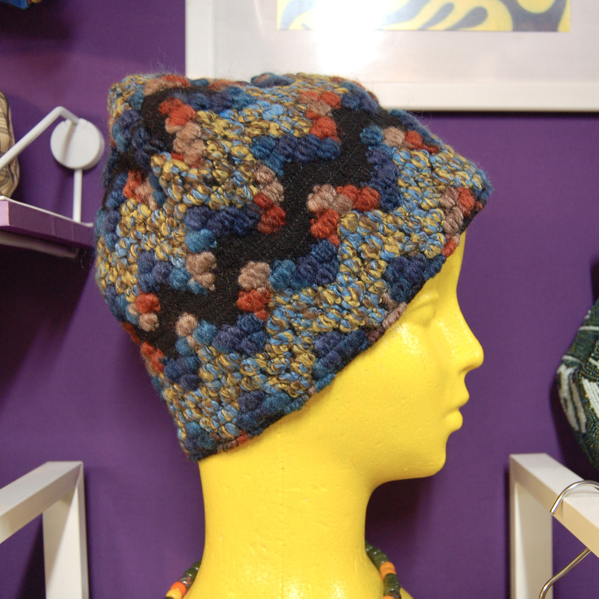 ジグザグジャガードニットキャップ:ブルー