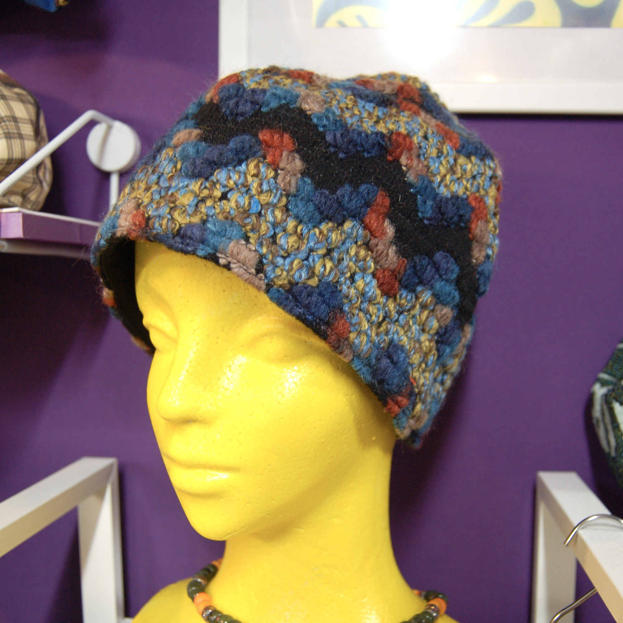 ジグザグジャガードニットキャップ:ブルー