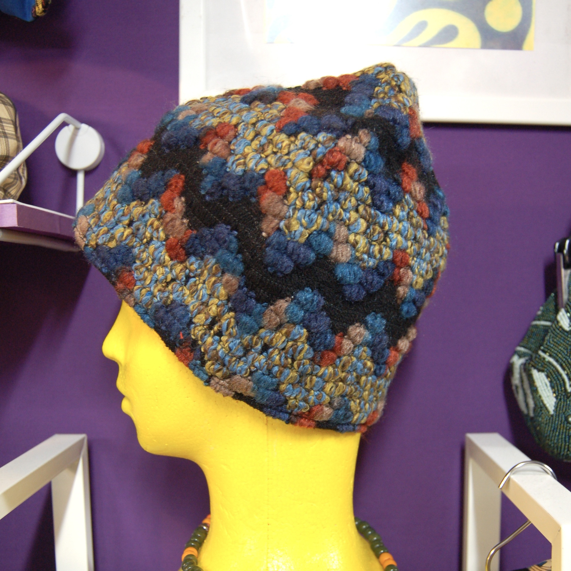 ジグザグジャガードニットキャップ:ブルー