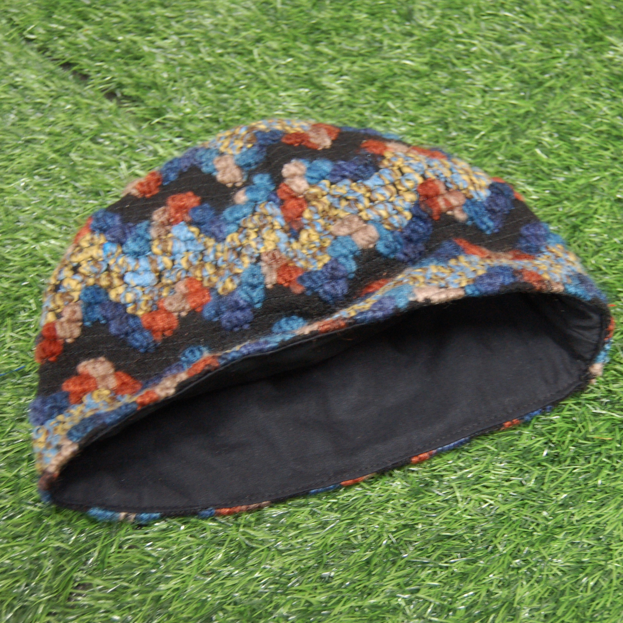 ジグザグジャガードニットキャップ:ブルー