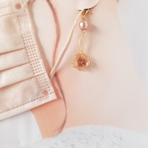 ゆらゆら揺れる桜カラーのピアス/イヤリング/マスクチャーム/ワイヤー