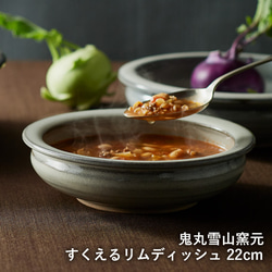 カレー皿  すくえるリムディッシュ 高取焼 高取焼き シチュー皿 22cm 高取焼鬼丸雪山窯元  onimaru-012 1枚目の画像