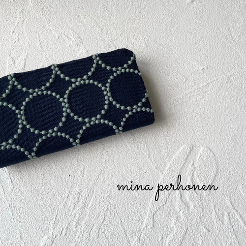 再販ミナペルホネン 長財布 タンバリン ハンドメイド navy + light
