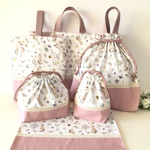 ハンドメイド 給食袋 デコレクションズ ミルキーラビット ♪NEW♪♡Milky rabbit☆給食袋 ～ミルキーラビット～デ