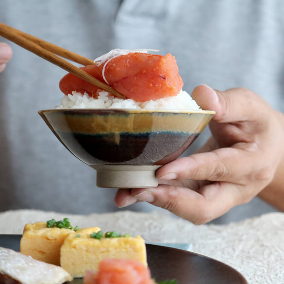 ご飯茶碗 中 高取焼 高取焼き お茶碗 飯碗 ごはん茶碗 高取焼鬼丸雪山窯元 陶器 食器 器 onimaru-027 12枚目の画像