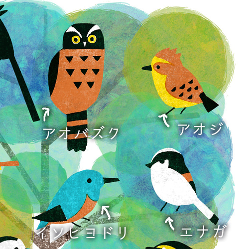 A4サイズ ポスター 「野鳥いっぱい」 絵画 118Art 通販 15109282