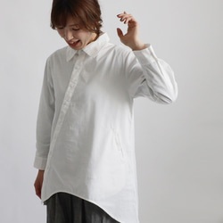 ラスト1 最終SALE 斜めボタン ヘム変形ライン シャツ上質コットン