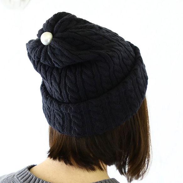 ケーブル柄ニット2Way帽子 8枚目の画像