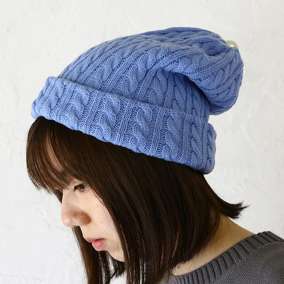 ケーブル柄ニット2Way帽子 4枚目の画像