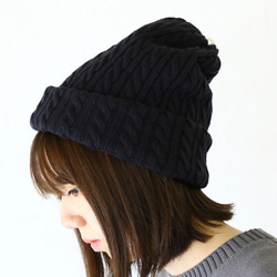 ケーブル柄ニット2Way帽子 2枚目の画像