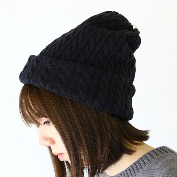 ケーブル柄ニット2Way帽子 2枚目の画像