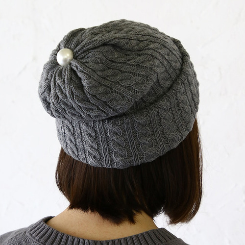 ケーブル柄ニット2Way帽子 ニット帽・ビーニー Lanaria knit 通販