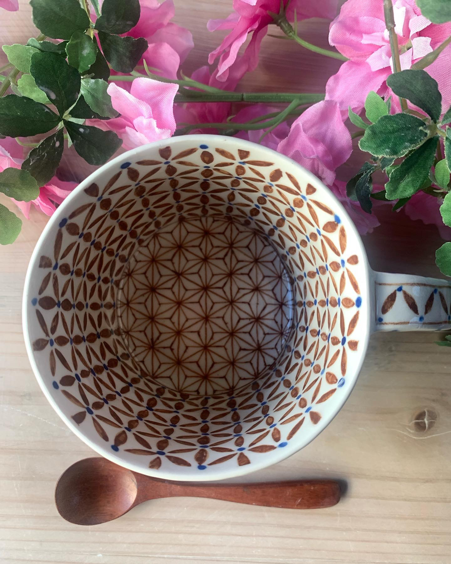 麻の葉六花カップ（青茶色）