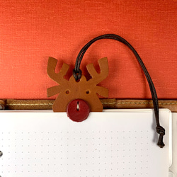 耶誕快樂-聖誕麋鹿/聖誕樹-交換禮物-皮革書籤-真皮植鞣革-印字 第4張的照片