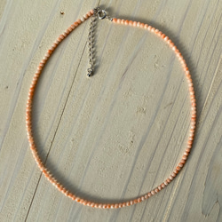 ファースト珊瑚に…ピンク色コーラル　華奢ネックレス　シルバーカラーアジャスター付 11枚目の画像