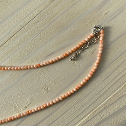 ファースト珊瑚に…ピンク色コーラル　華奢ネックレス　シルバーカラーアジャスター付 14枚目の画像