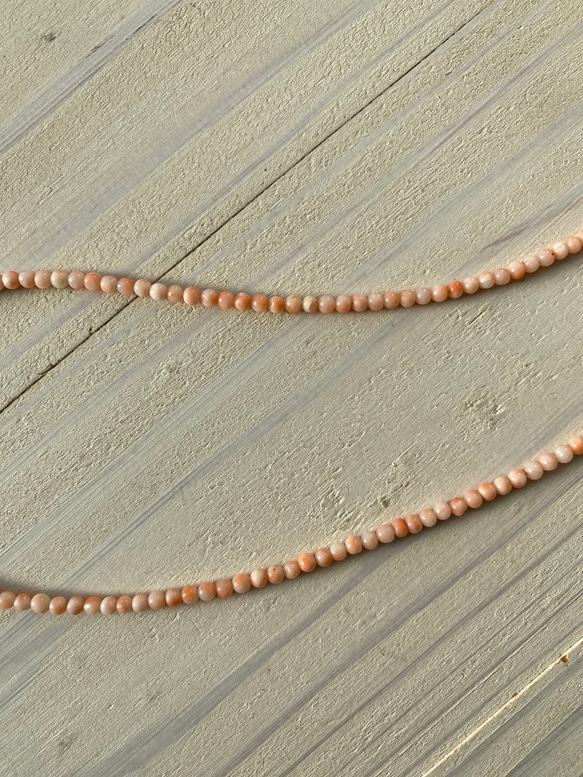 ファースト珊瑚に…ピンク色コーラル　華奢ネックレス　シルバーカラーアジャスター付 15枚目の画像