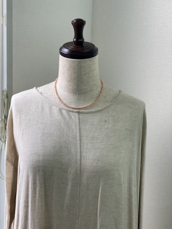 ファースト珊瑚に…ピンク色コーラル　華奢ネックレス　シルバーカラーアジャスター付 4枚目の画像