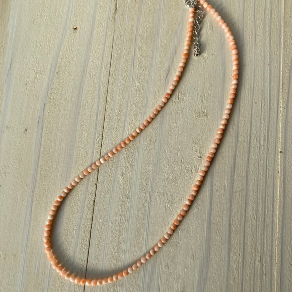 ファースト珊瑚に…ピンク色コーラル　華奢ネックレス　シルバーカラーアジャスター付 13枚目の画像