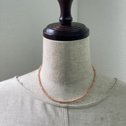 ファースト珊瑚に…ピンク色コーラル　華奢ネックレス　シルバーカラーアジャスター付 2枚目の画像