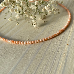 ファースト珊瑚に…ピンク色コーラル　華奢ネックレス　シルバーカラーアジャスター付 18枚目の画像