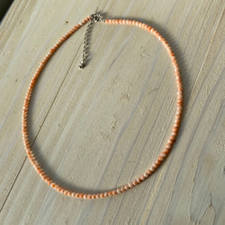 ファースト珊瑚に…ピンク色コーラル　華奢ネックレス　シルバーカラーアジャスター付 12枚目の画像