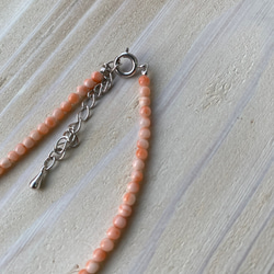 ファースト珊瑚に…ピンク色コーラル　華奢ネックレス　シルバーカラーアジャスター付 7枚目の画像