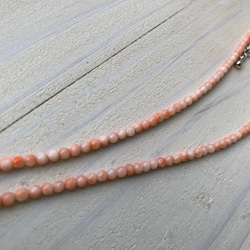 ファースト珊瑚に…ピンク色コーラル　華奢ネックレス　シルバーカラーアジャスター付 9枚目の画像