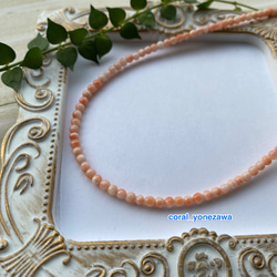 ファースト珊瑚に…ピンク色コーラル　華奢ネックレス　シルバーカラーアジャスター付 1枚目の画像