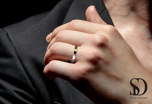 オリジナル結婚指輪|三面それぞれ別の素材×テクスチュアが選べるマリッジ～素心/スリーフェイス　MG-148 6枚目の画像