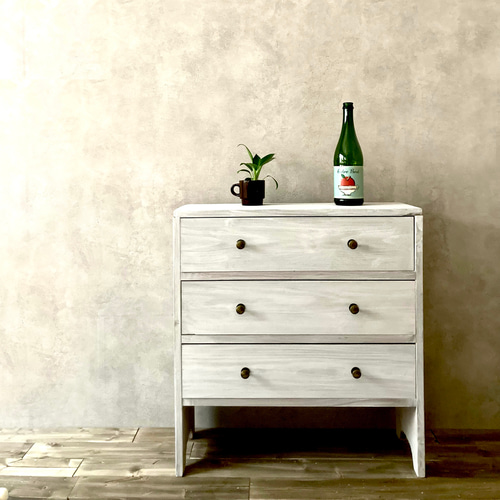 チェスト シャビー 木製 キャビネット リビング収納 四つ脚 3段