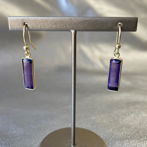 SV925+K18YGコーティング》天然石ピアス◇アメジスト ピアス（フック  