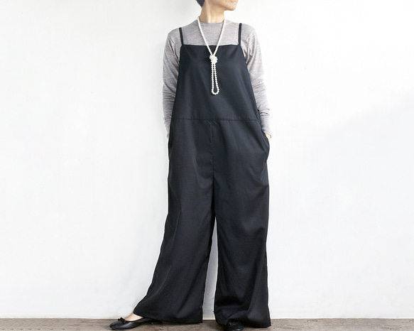 セミワイドサロペット（ブラック） 1枚目の画像