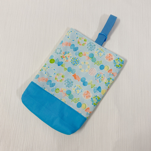 上靴入れ シューズ入れ 女の子 リボン ちょうちょ 水色 上履き袋