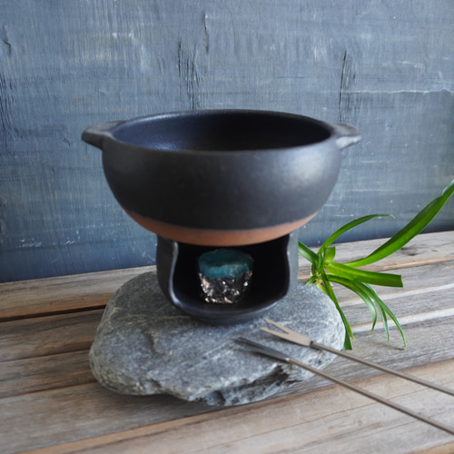 フォンデュ・アヒージョ鍋コンロセット 600ml 期間限定固形燃料5個付