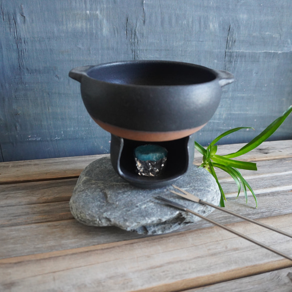 フォンデュ・アヒージョ鍋コンロセット 600ml 期間限定固形燃料5個付