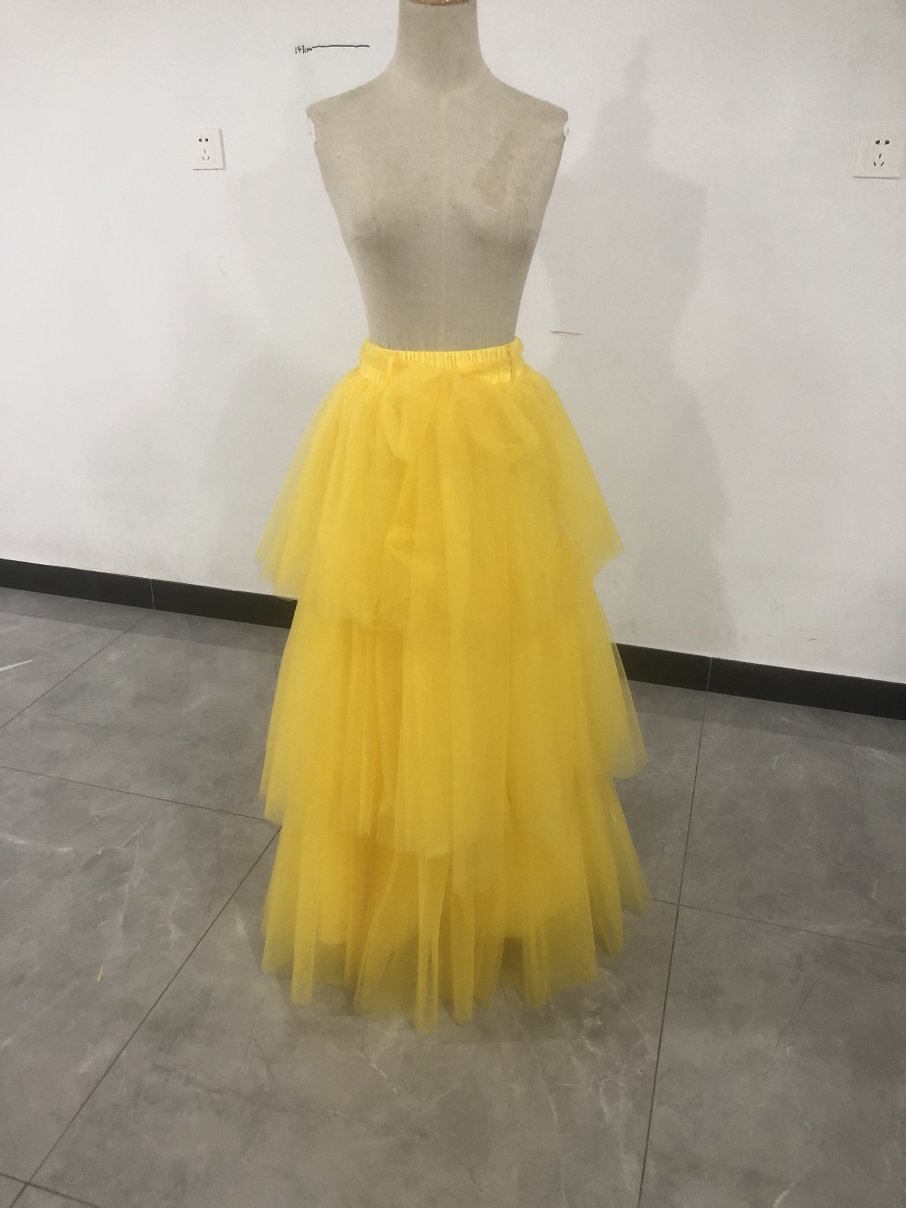 可愛い イエロー 柔らかく重ねたチュールスカート  スカート