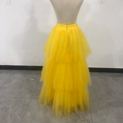 可愛的黃色柔軟層疊薄紗半身裙 第3張的照片