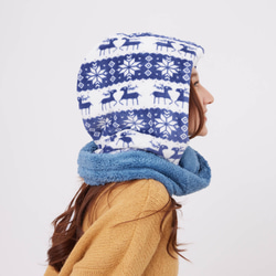 Yuki winter holiday warm hoody twist scarf / Blue 4枚目の画像