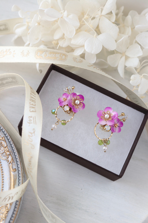 推薦用於紫色梅花，華麗的耳環/耳環和日本服裝♪ 第7張的照片