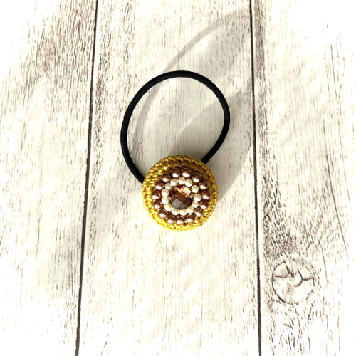 ビジューの編みくるみボタンのヘアゴム ヘアゴム amis 通販 15111958