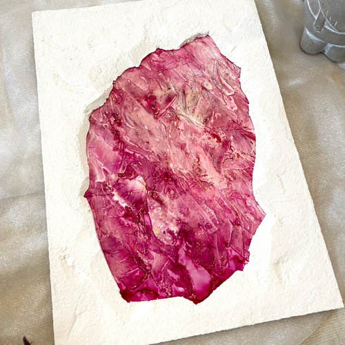 アルコールインクアート×テクスチャーアート 「delight」 A4サイズ