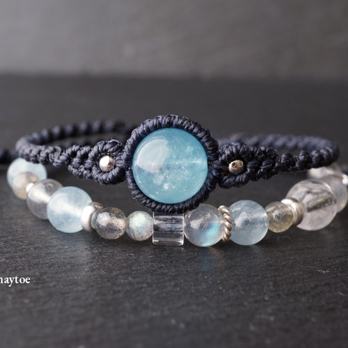 アクアマリン ラブラドライト ビーズブレスレット