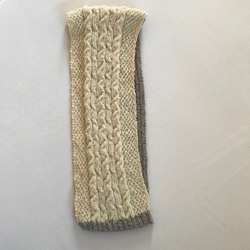 ウール100%  あったかウールのバイカラーのスヌード　棒編み　ネックウォーマー　スヌード　マフラー　毛糸　編み物　編物 3枚目の画像