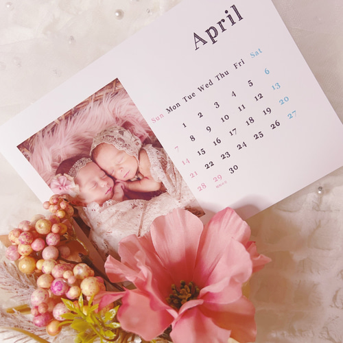 ハガキ 卓上 開始月が選べる 光沢紙 【B】 写真入り カレンダー 子供