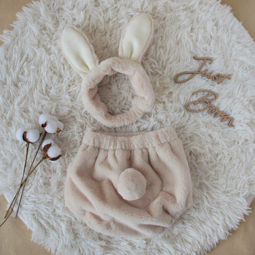 ふわとろうさぎさん set (うさ耳ヘアバンド&うさしっぽブルマ) お月見