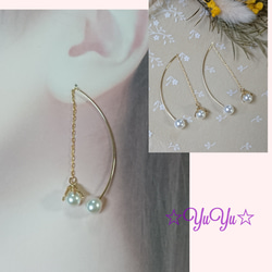 【1171】雫形 ガラスビーズのピアス／イヤリング しずく型ガラスビーズのピアス・イヤリング(ピンク) ピアス