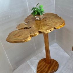 天然木ブビンガ材サイドテーブル折り畳み式手造り一点物